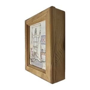 Vintage Wooden Keepsake Box Cottage Style Framed Art Lid 9x7x2.5